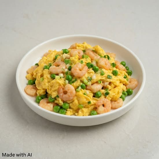 Pan-Fried Egg with Prawn (蝦仁炒蛋)